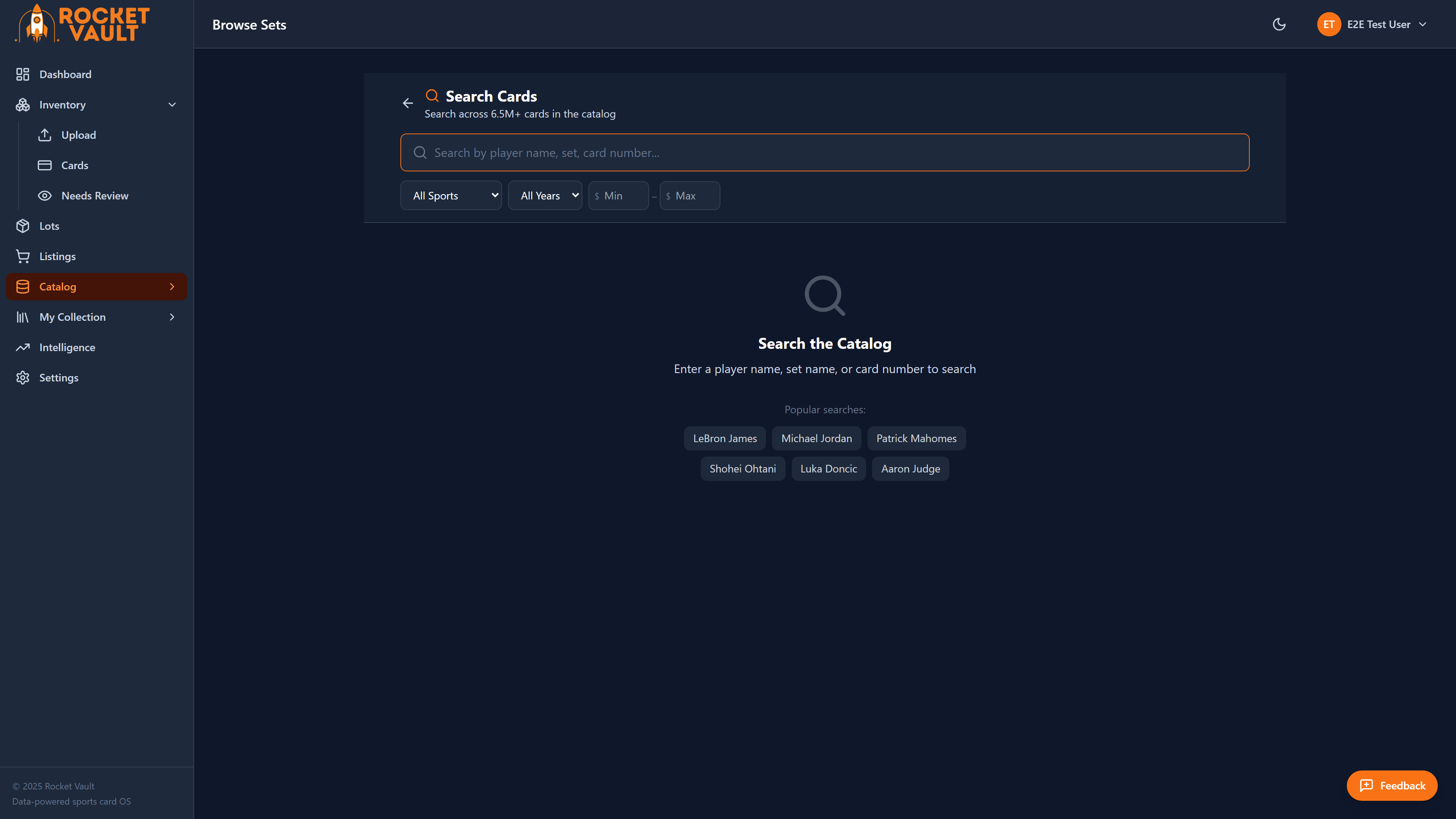 Catalog search with results