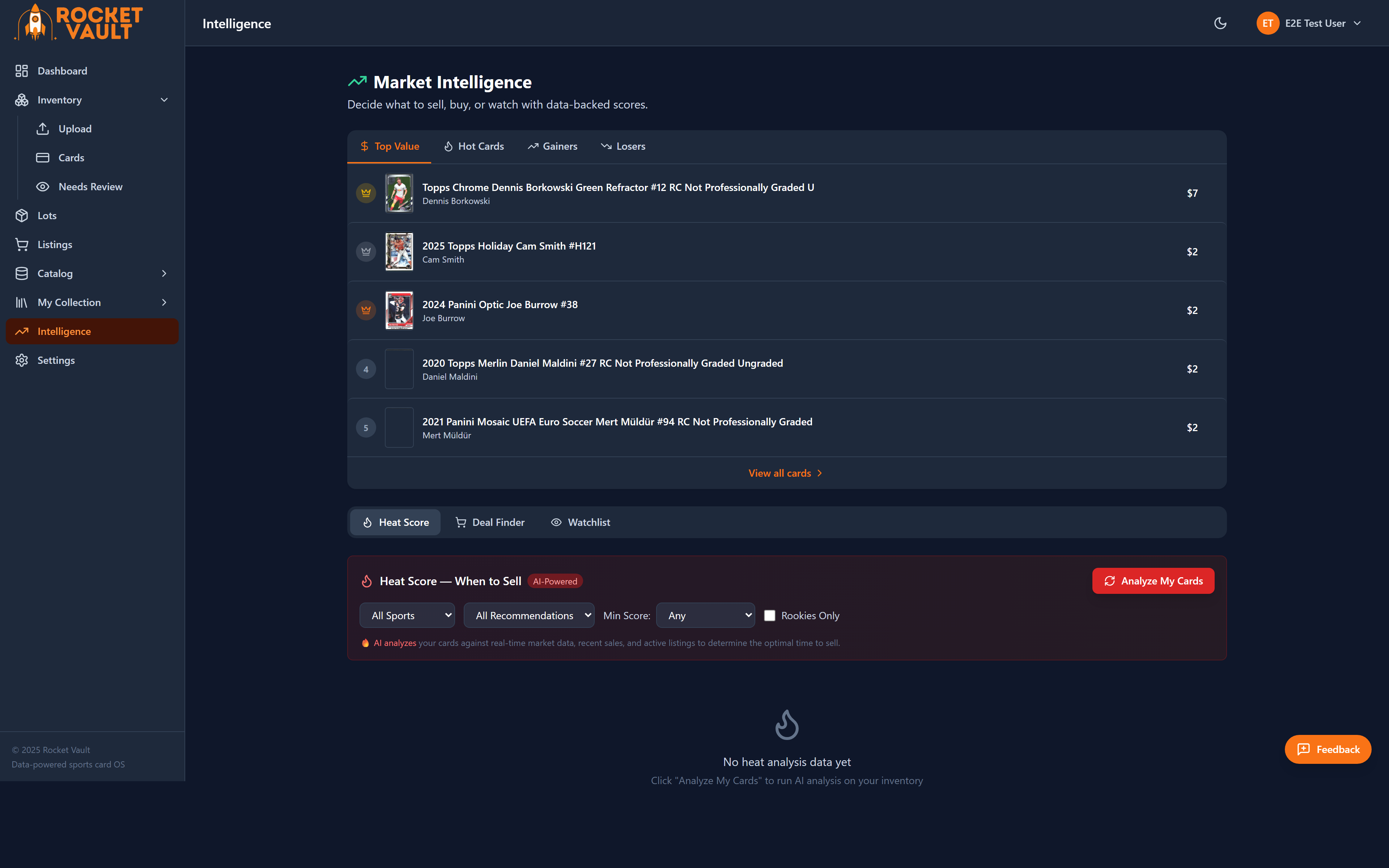 Detailed Heat Score results with card recommendations